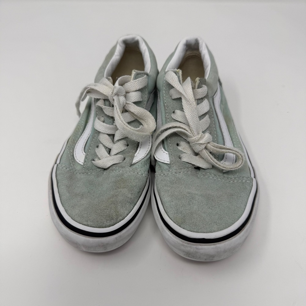 Kids Vans Old‎ Skool Suede Mint Green White Stripe Lace Up Sneakers Size 13.5